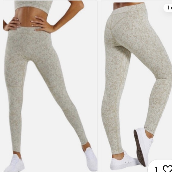 Gymshark Pants - Gymshark Fleur Full Length Leggings in Khaki Mark sz S
